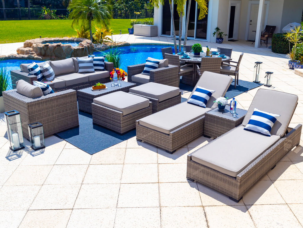 Sorrento 16-Piece Resin Wicker Outdoor Patio Furniture Combination Set ...