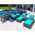 thumbnail image 1 of Sorrento 16-Piece Resin Wicker Outdoor Patio Furniture Combination Set in Gray w/ Sofa Set, Six-seat Dining Set, and Chaise Lounge Set (Flat-Weave Gray Wicker, Sunbrella Canvas Aruba), 1 of 3