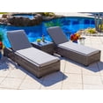 thumbnail image 1 of Sorrento 3-Piece Resin Wicker Outdoor Patio Furniture Chaise Lounge Set in Gray w/ Two Chaise Lounge Chairs and Side Table (Flat-Weave Gray Wicker, Polyester Light Gray), 1 of 7
