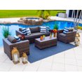 thumbnail image 1 of Sorrento 4-Piece M Resin Wicker Outdoor Patio Furniture Conversation Sofa Set in Brown w/Loveseat, Two Armchairs, and Coffee Table (Flat-Weave Brown Wicker, Sunbrella Canvas Charcoal), 1 of 5