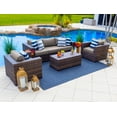 thumbnail image 1 of Sorrento 4-Piece M Resin Wicker Outdoor Patio Furniture Conversation Sofa Set in Brown w/Loveseat, Two Armchairs, and Coffee Table (Flat-Weave Brown Wicker, Sunbrella Canvas Taupe), 1 of 5