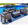 thumbnail image 1 of Sorrento 4-Piece M Resin Wicker Outdoor Patio Furniture Conversation Sofa Set in Gray w/ Loveseat, Two Armchairs, and Coffee Table (Flat-Weave Gray Wicker, Polyester Light Gray), 1 of 3