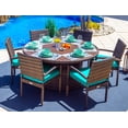thumbnail image 1 of Sorrento 7-Piece Outdoor Patio Furniture Round Dining Table Set in Brown w/ Dining Table and Six Cushioned Chairs (Flat-Weave Brown Wicker, Sunbrella Canvas Aruba), 1 of 3