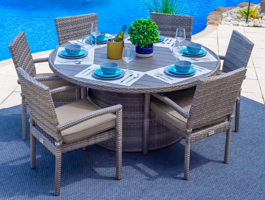 Round Dining Set Round Grey Outdoor Table Wicker Dining Set Round