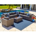 thumbnail image 1 of Sorrento 9-Piece Resin Wicker Outdoor Patio Furniture Sectional Sofa Set in Gray w/ Seven Sectional Seats, Armchair, and Coffee Table (Flat-Weave Gray Wicker, Sunbrella Canvas Charcoal), 1 of 4
