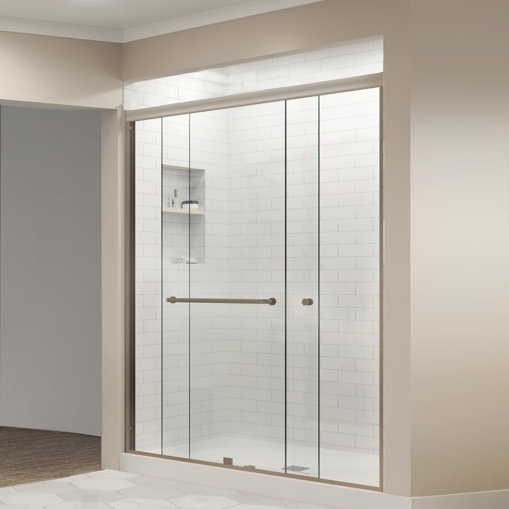 60'' x 70'' Clear Tempered Glass Semi-Frameless Shower Door