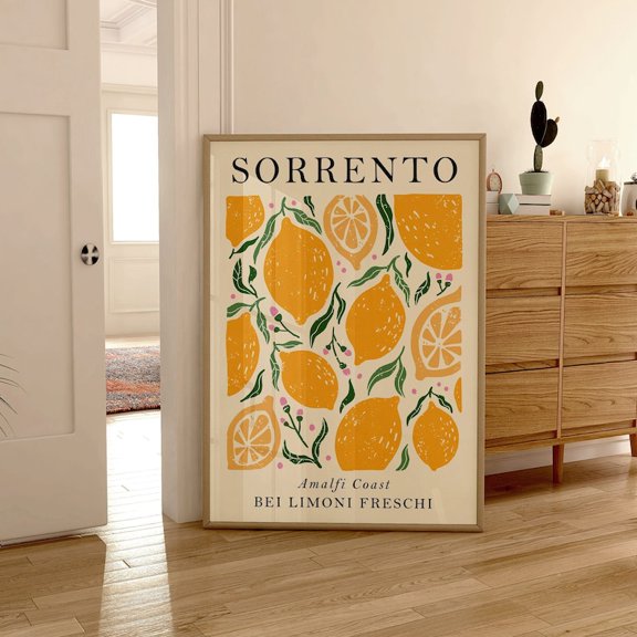 Sorrento Lemon Amalfi Wall Art Print, Modern Art, Kitchen Wall Print, Home Decor, Gift Ideas, Wall Prints, Posters, Wall Art, Kitchen 24x36 Unframed Poster