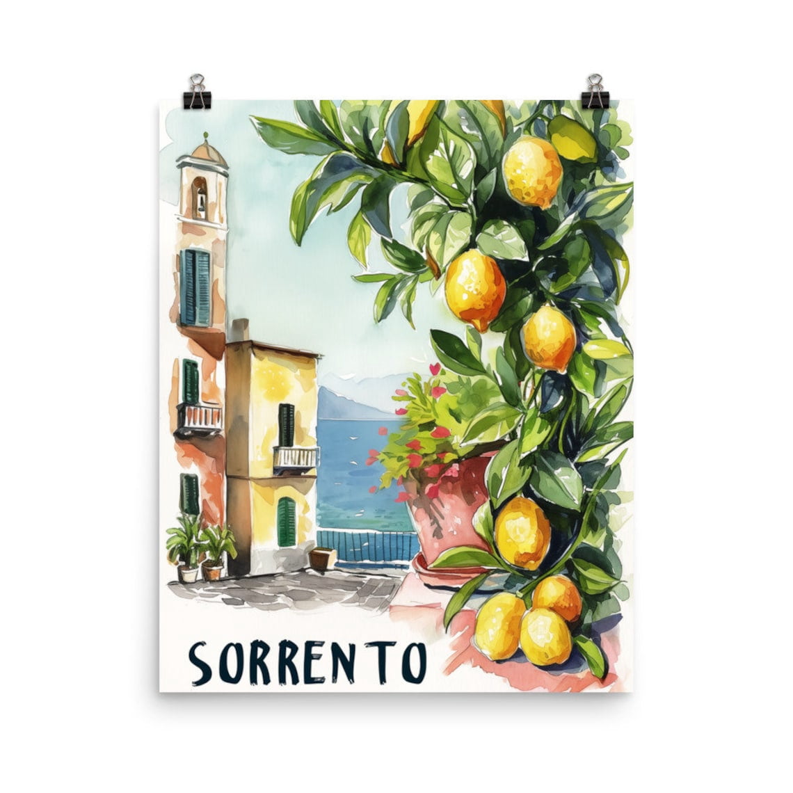 Sorrento Lemon Tree Print, Italian Riviera Wall Art, Amalfi Coast Decor ...