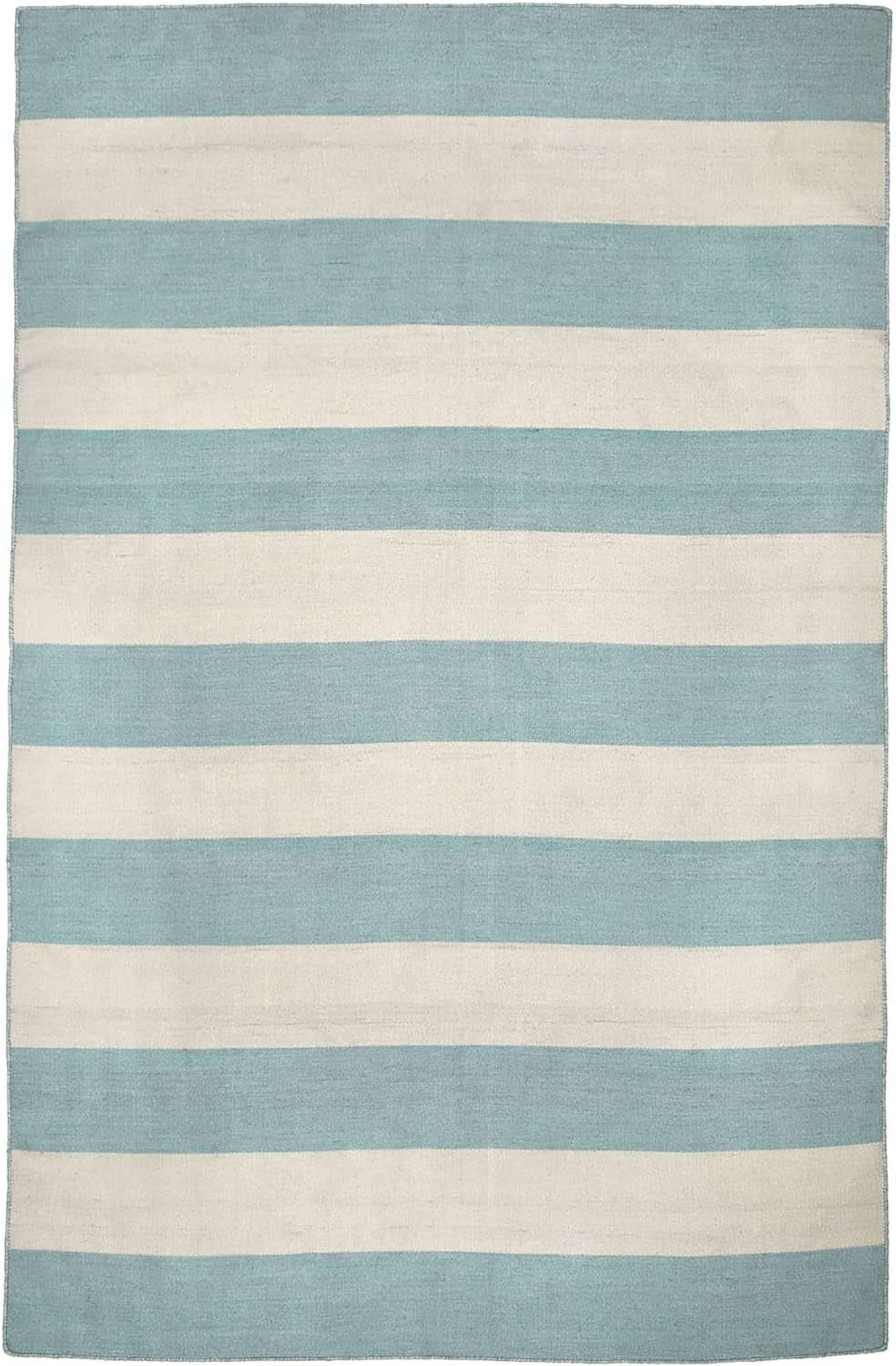 Navy Stripe Handwoven Synthetic 8' x 10' Reversible Rug