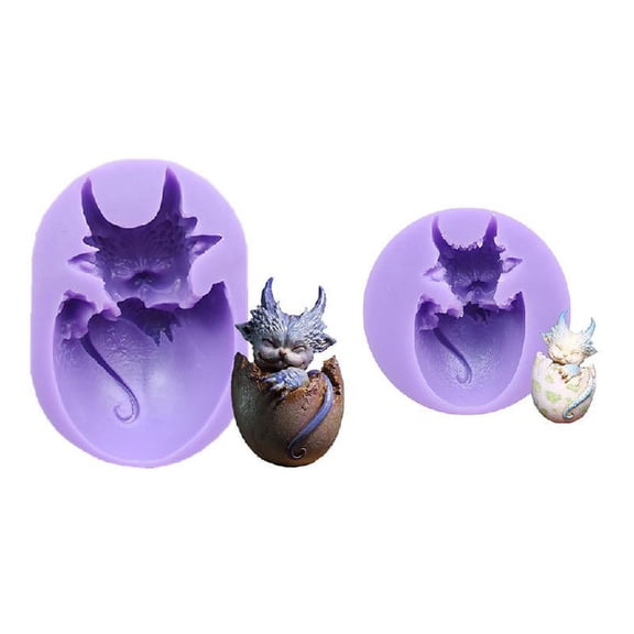 Sorrowso 2pcs Baby Dragon Silicone Mold Cake Jelly Ice Chocolates Fondant Silicone Molds