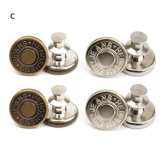 Sorrowso 8 Pcs/Set No Sew Instant Button Round Metal Buttons Replacement Sewing Fasteners for Jeans Pants Trouser Cowboy Clothing