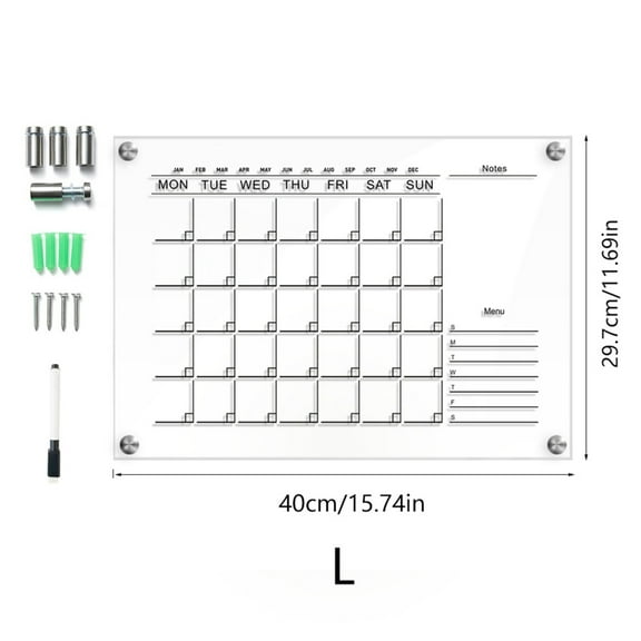 Sorrowso Acrylic Dry Erase Calendar Whiteboard for Meal Planning & Grocery Shopping Lists