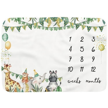 Sorrowso Baby Monthly Milestone Blanket Record Growth Milestone Blanket Newborn Swaddle