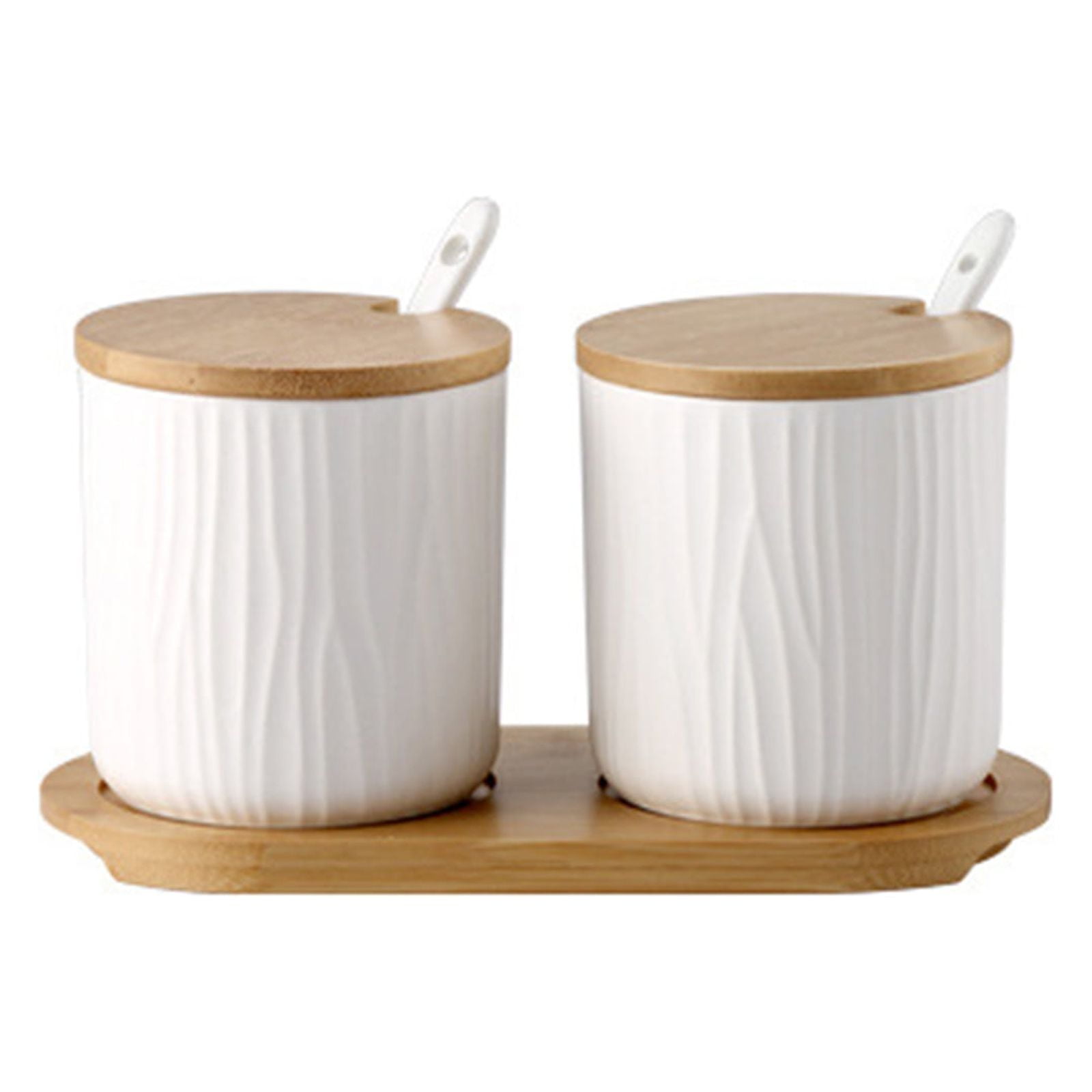 Sorrowso Porcelain Condiment Jar Spice Container with Lid Ceramic ...