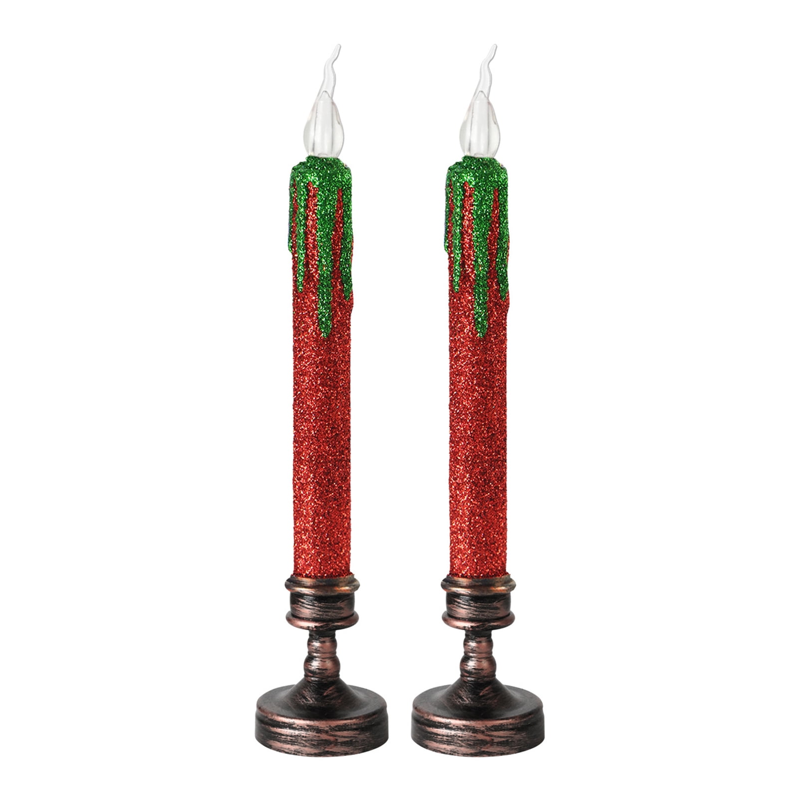Sorrowso Red Black Flameless Tapers Candle Light Flickering Battery