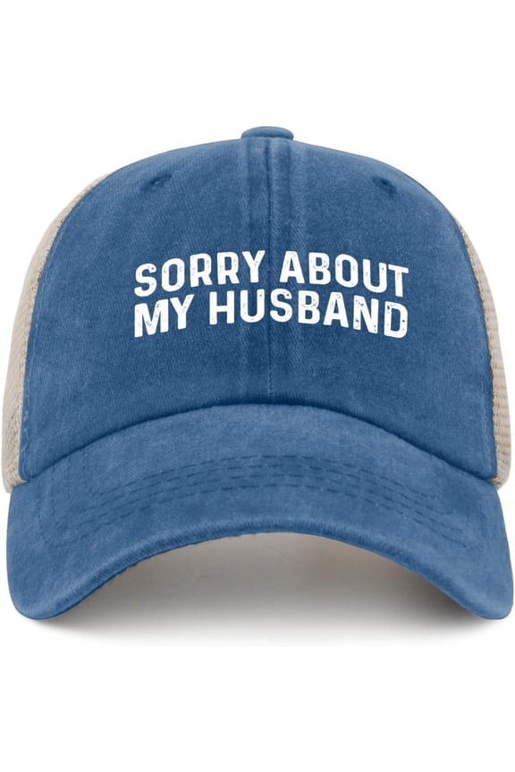 Sorry About My Husband Trucker Hat Women Vintage Mesh Baseball Cap for Fall