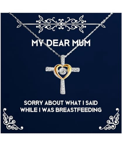 Sorry About What I Said While I Was Breastfeeding Cross Dancing Necklace, Mum Present From Daughter, Funny Jewelry For Mom, Mothers day gifts, Gifts for mum, Mum birthday gifts, Thank you gifts for