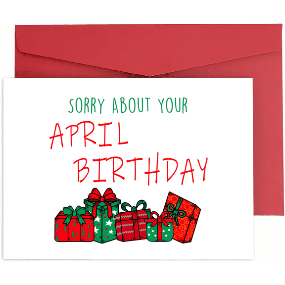 Sorry About Your June Birthday Card  Colorful Gift Boxes Design  Envelope Included  Perfect Apology Card for June Birthdays