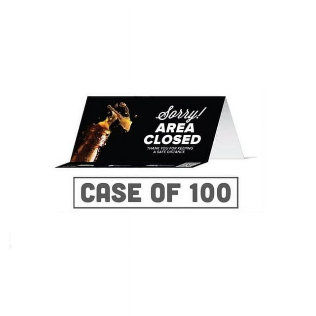 Sorry Area Closed Tent Card Sign, Black