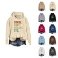 thumbnail image 1 of Sorry Can't Horses Bye Hoodies for Women Fall Winter Long Sleeve Graphic Hooded Sweatshirt with Pockets Pullover Tops, 1 of 6