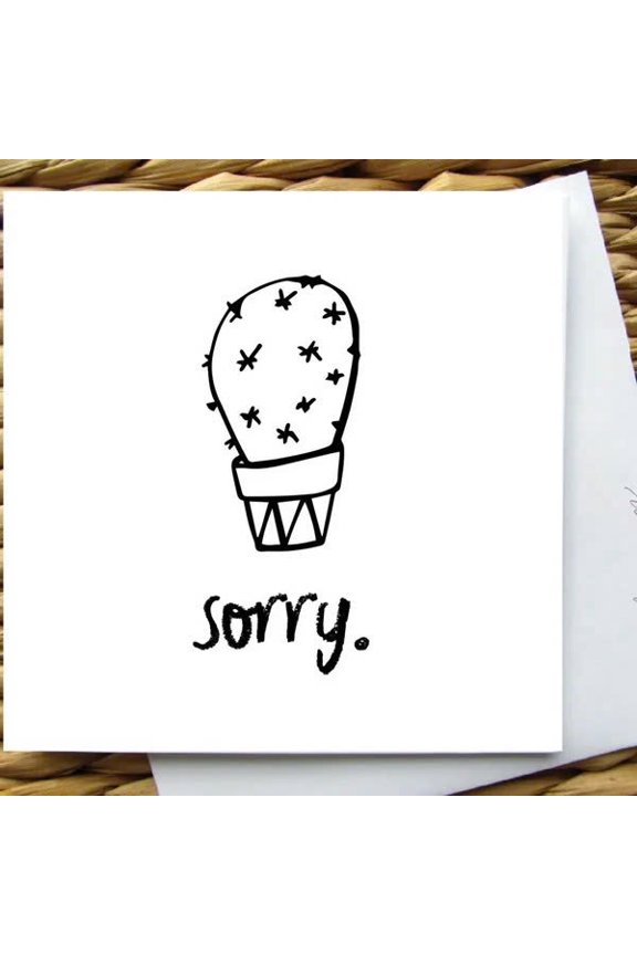 Sorry Card with Cactus Design  Humorous Apology Greeting Card  Envelope Included, Blank Inside  Perfect for Friends, Family, or Any Occasion