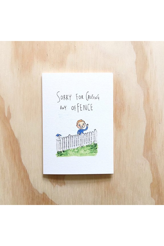 Sorry for Causing Any Offence Greeting Card  Humorous Character Design, Blank Inside with Envelope  Perfect for Apologies, Friendships, and Lighthearted Messages