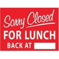 thumbnail image 1 of Sorry Closed For Lunch Back At Sign Metal Tin Sign 8x12 Inches Caution Danger Safety Security Warning Notice Signs, 1 of 5