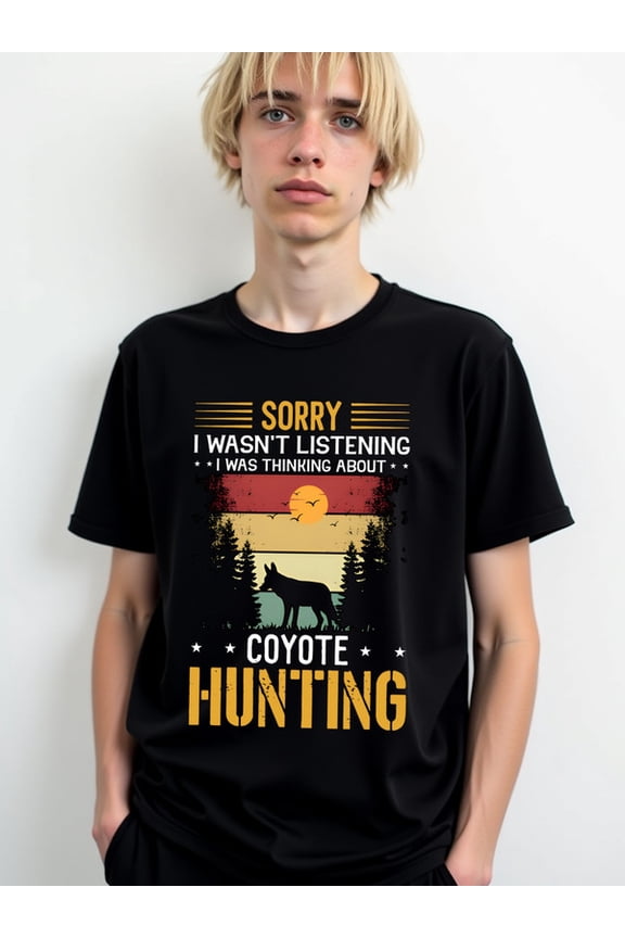 Sorry, Coyote Hunting Tee for men t shirt black graphic elegant Summer wear Vintage-inspired, comfortable fit Classic Unisex Shirt Printed tshirts