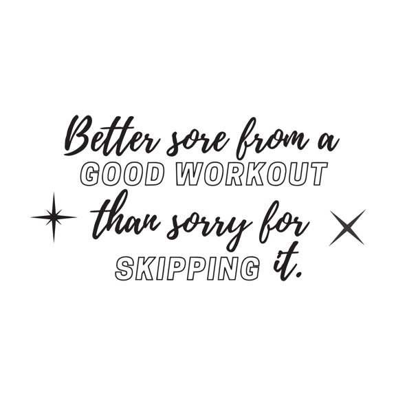 Sorry For Skipping It Better Sore From A Workout Fitness Quote Decor Wall Art Sticker Designs Vinyl Stickers For Home House Walls Rooms Windows Bedroom Decoration Size (12x12 inch)