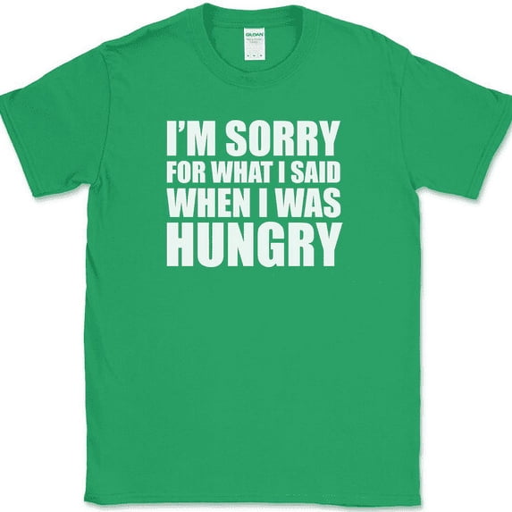 Sorry For What I Said When I Was Hungry T-Shirt Funny Food Angry Humor Tee - Green, 2XL
