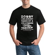 Sorry, I Already Have A Sexy Stubborn Wife, Letter Print T-Shirt, Casual Cotton Short Sleeves, Crew Neck Versatile, Mens Summer Outdoor Clothing, 220g.