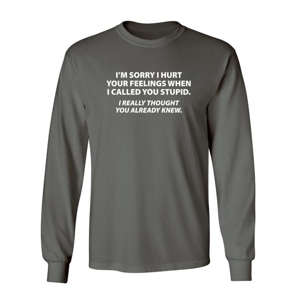 Sorry I Called You Stupid I Thought You Already Knew Sarcastic Novelty Gift Idea Adult Humor Funny Men's Long Sleeve Shirts