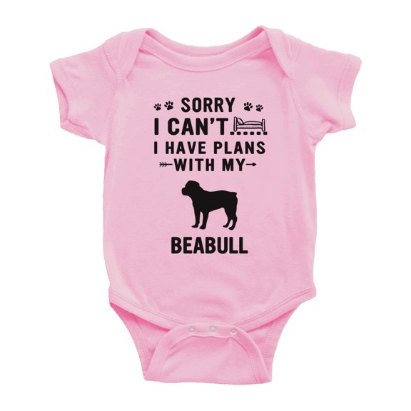 Sorry I Can't I Have Plans With My Beabull Love Pet Dog Funny Baby Jumpsuits (Pink, 3-6 Months)