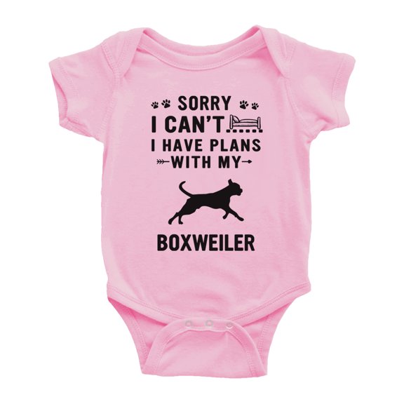 Sorry I Can't I Have Plans With My Boxweiler Love Pet Dog Cute Baby Jumpsuits (Pink, 6-12 Months)