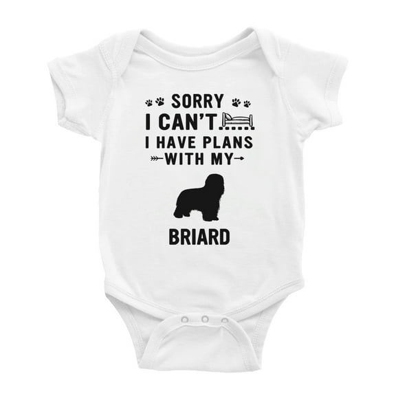 Sorry I Can't I Have Plans With My Briard Love Pet Dog Cute Baby Jumpsuits (White, 12-18 Months)