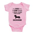 thumbnail image 1 of Sorry I Can't I Have Plans With My Dachshund Love Pet Dog Cute Baby Jumpsuits (Pink, 0-3 Months), 1 of 5