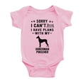thumbnail image 1 of Sorry I Can't I Have Plans With My Doberman Pinscher Love Pet Dog Cute Baby Romper (Pink, 3-6 Months), 1 of 5