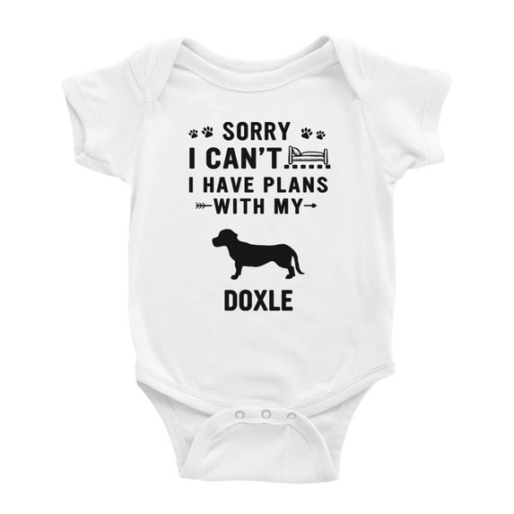 Sorry I Can't I Have Plans With My Doxle Love Pet Dog Funny Baby Jumpsuits (White, 3-6 Months)