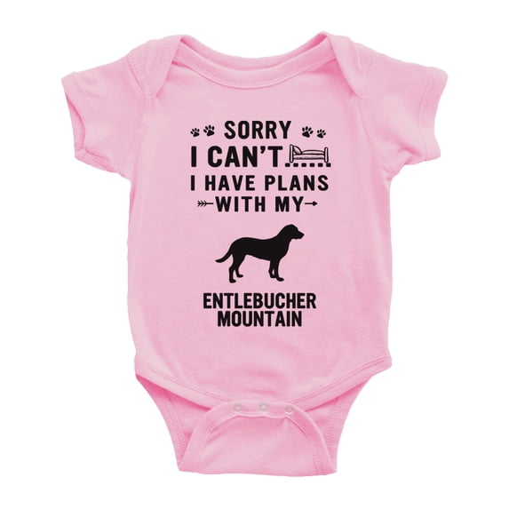 Sorry I Can't I Have Plans With My Entlebucher Mountain Love Pet Dog Funny Baby Jumpsuits (Pink, 18-24 Months)