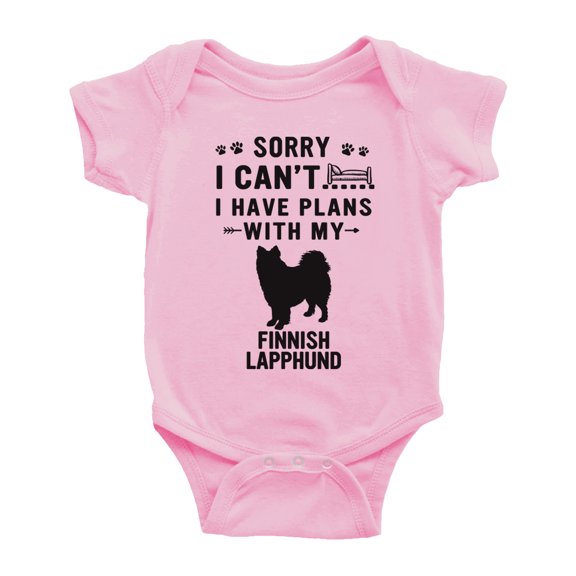 Sorry I Can't I Have Plans With My Finnish Lapphund Love Pet Dog Cute Baby Jumpsuits (Pink, 6-12 Months)