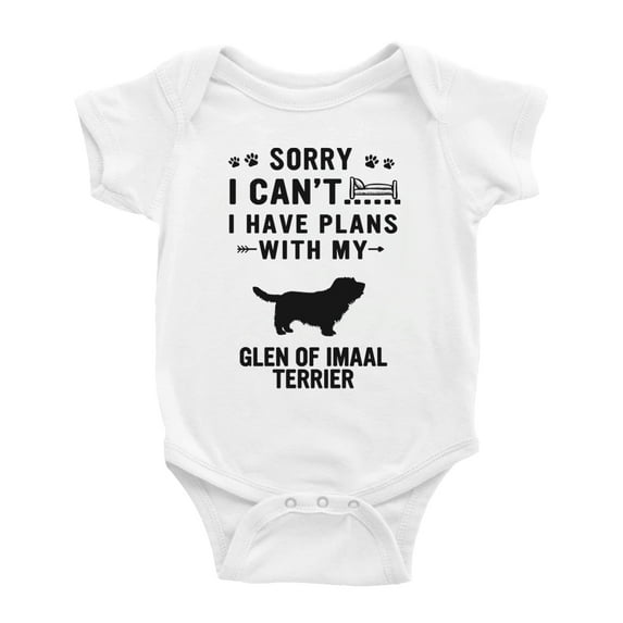 Sorry I Can't I Have Plans With My Glen of Imaal Terrier Love Pet Dog Funny Baby Jumpsuits (White, 3-6 Months)