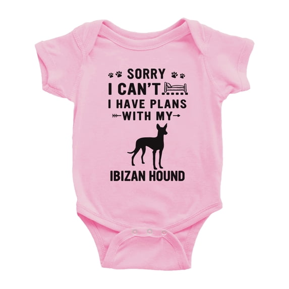 Sorry I Can't I Have Plans With My Ibizan Hound Love Pet Dog Funny Baby Bodysuit (Pink, 18-24 Months)
