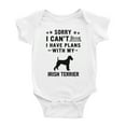 thumbnail image 1 of Sorry I Can't I Have Plans With My Irish Terrier Love Pet Dog Cute Baby Romper (White, 18-24 Months), 1 of 5