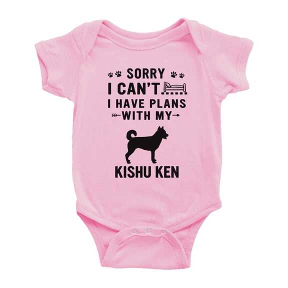 Sorry I Can't I Have Plans With My Kishu Ken Love Pet Dog Cute Baby Jumpsuits (Pink, 3-6 Months)