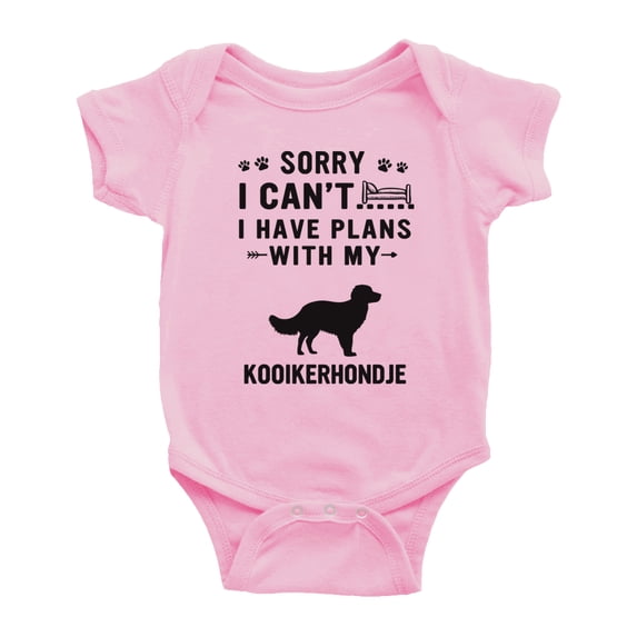 Sorry I Can't I Have Plans With My Kooikerhondje Love Pet Dog Cute Baby Bodysuit (Pink, 18-24 Months)