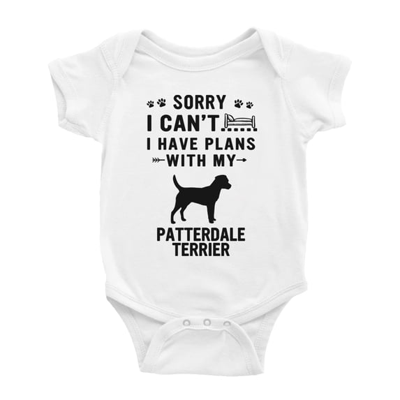 Sorry I Can't I Have Plans With My Patterdale Terrier Love Pet Dog Funny Baby Bodysuit (White, 12-18 Months)