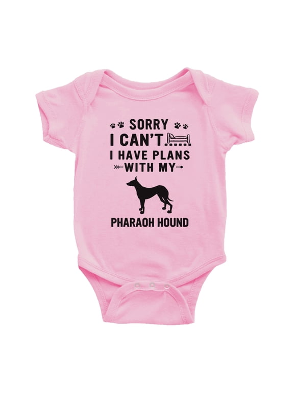 Sorry I Can't I Have Plans With My Pharaoh Hound Love Pet Dog Funny Baby Romper (Pink, 0-3 Months)