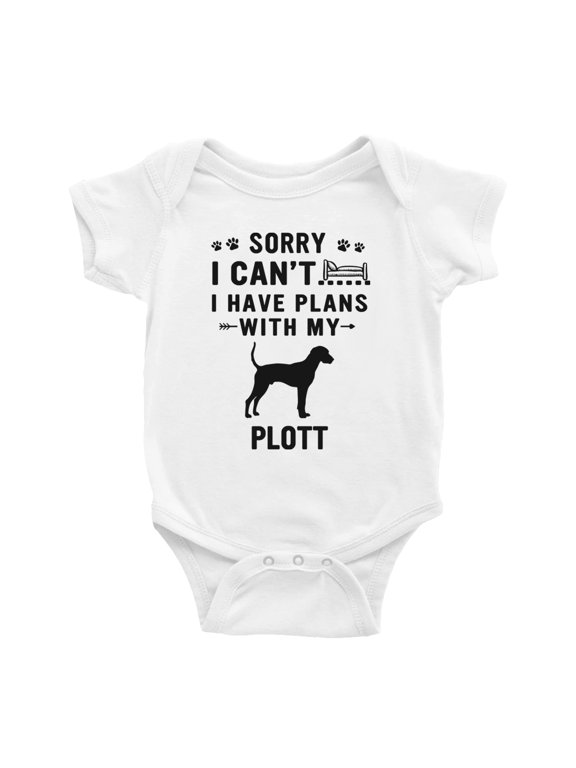 Sorry I Can't I Have Plans With My Plott Love Pet Dog Funny Baby Romper (White, 18-24 Months)