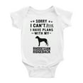 thumbnail image 1 of Sorry I Can't I Have Plans With My Rhodesian Ridgeback Love Pet Dog Cute Baby Romper (White, 18-24 Months), 1 of 5