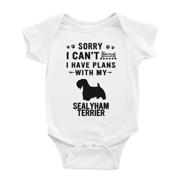 Sorry I Can't I Have Plans With My Sealyham Terrier Love Pet Dog Funny Baby Jumpsuits (White, 18-24 Months)